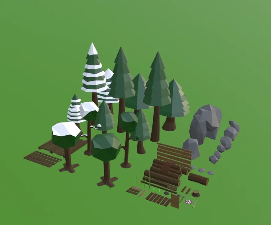JK3DA Low Poly Forest Pack – Vorschau 3